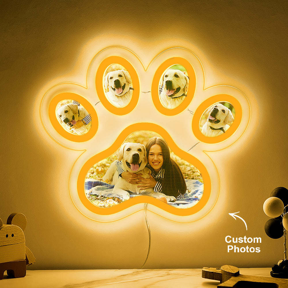 Custom Photo Pet Paw Neon Lamp Personalized Memorial Adjustable Brightness Night Light Gifts For Her - MyMoonLampUk