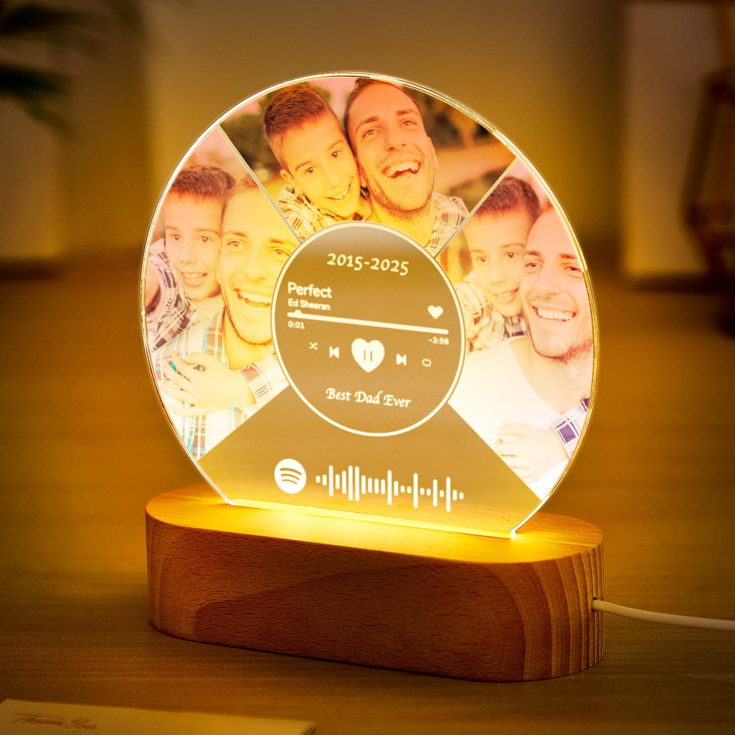 Personalized Photo Night Light Plaque, Custom Music Plaque with Photos, Acrylic Music Plaque, Music Lover Gift, Gift for Dad