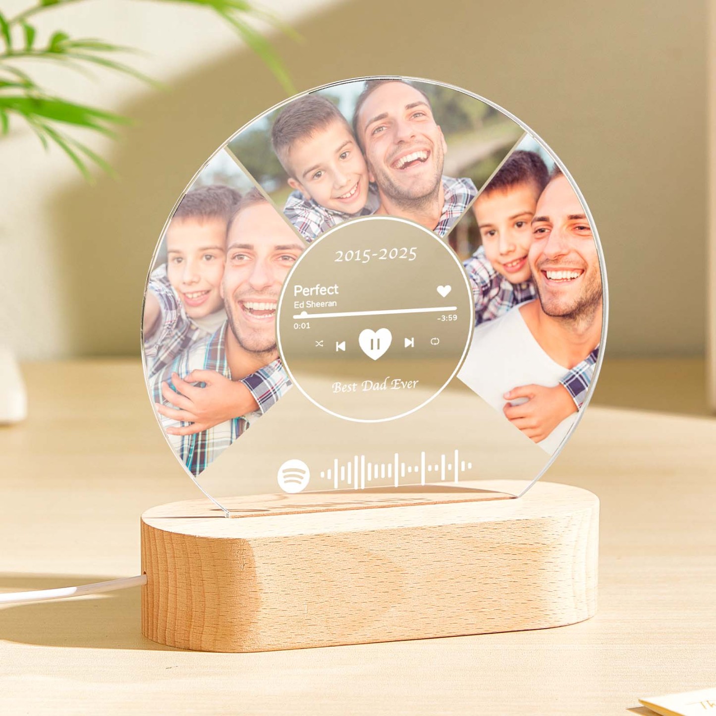 Personalized Photo Night Light Plaque, Custom Music Plaque with Photos, Acrylic Music Plaque, Music Lover Gift, Gift for Dad