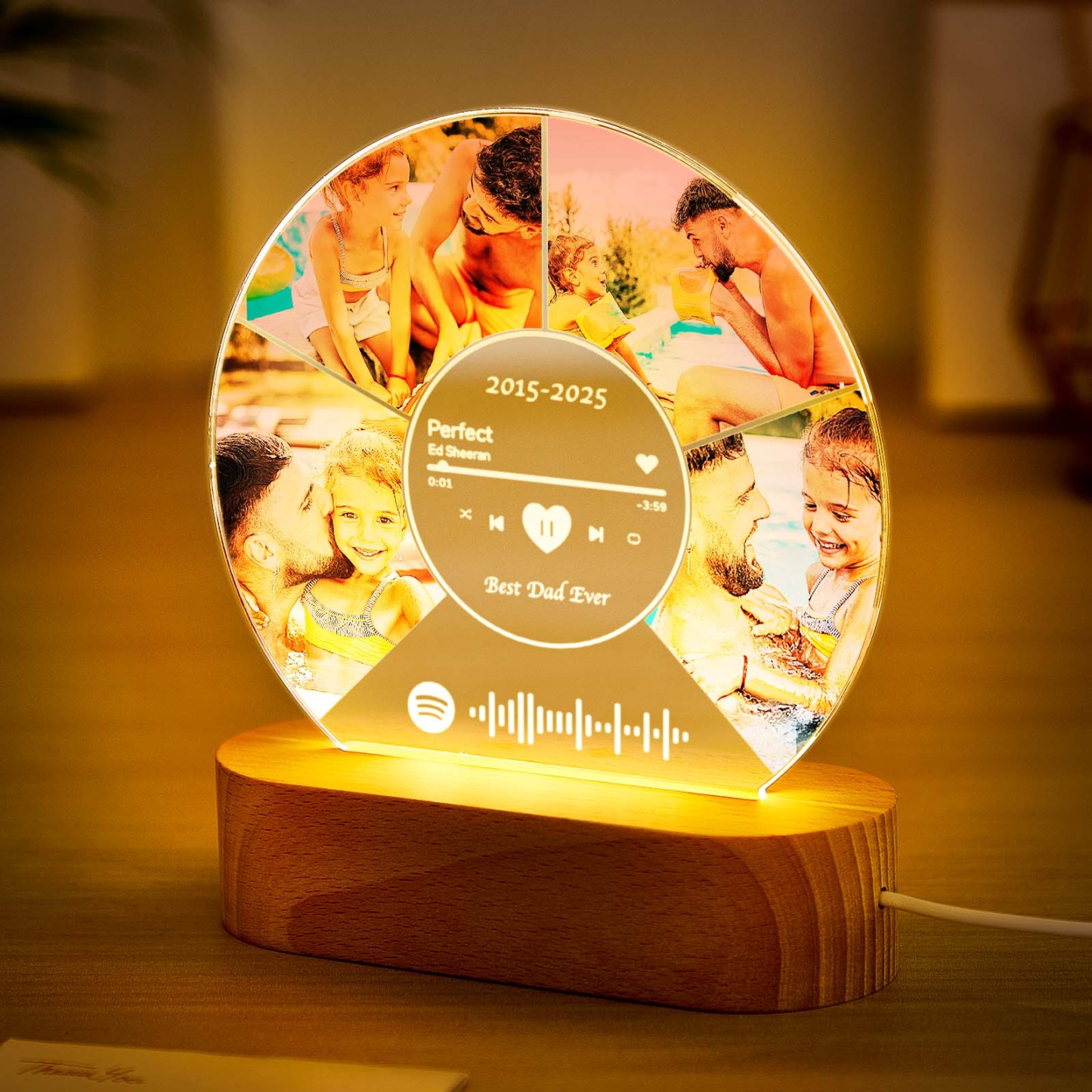 Personalized Photo Night Light Plaque, Custom Music Plaque with Photos, Acrylic Music Plaque, Music Lover Gift, Gift for Dad