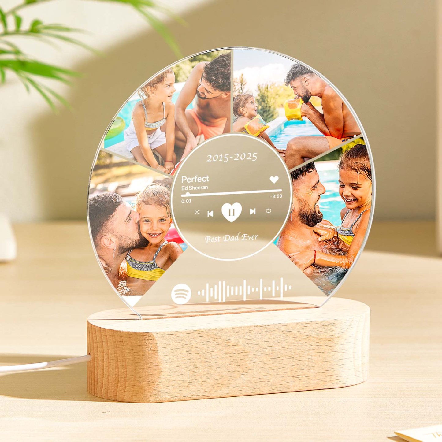 Personalized Photo Night Light Plaque, Custom Music Plaque with Photos, QR Code Acrylic Music Plaque, Music Lover Gift, Gift for her