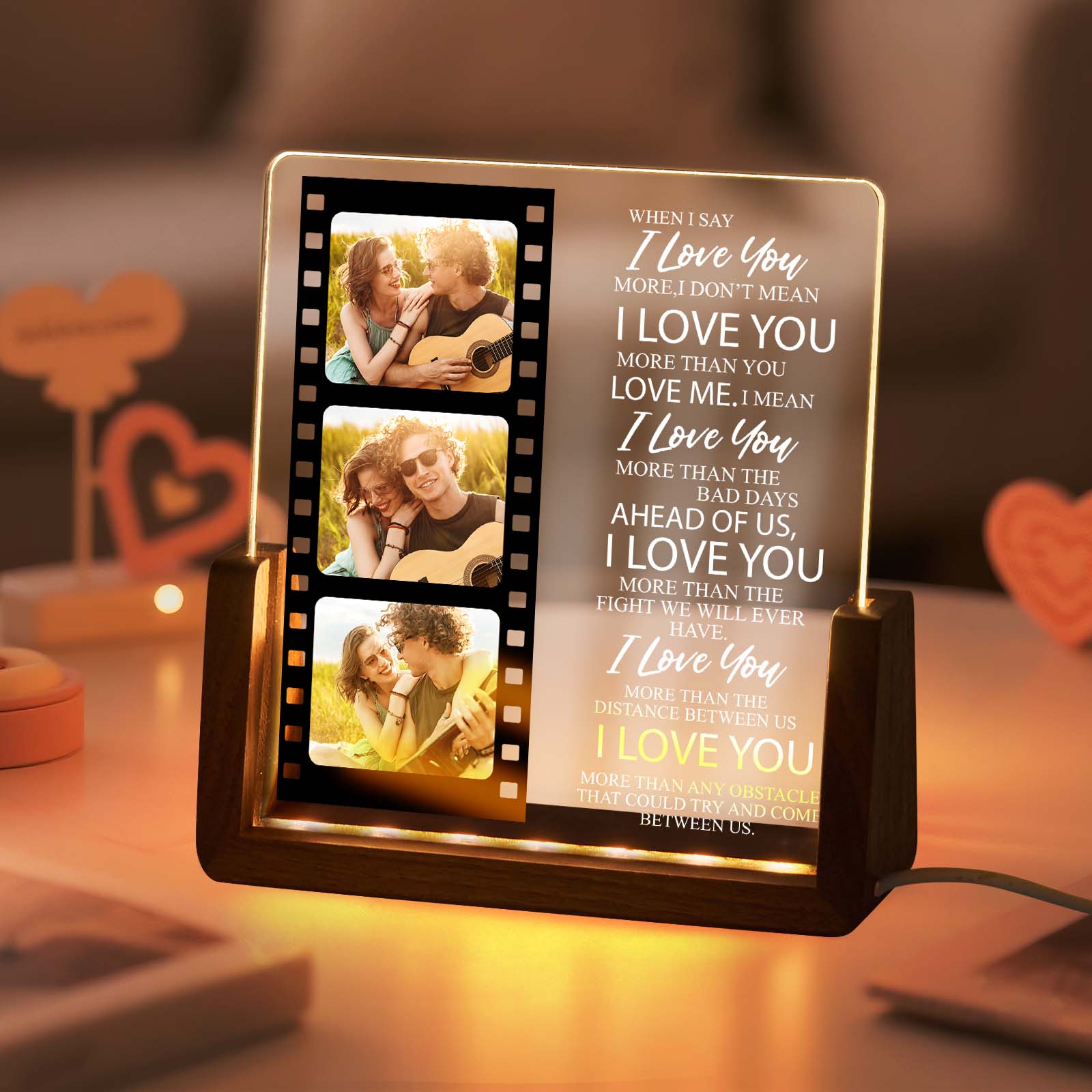 Valentine's Gifts Personalized Photos Acrylic Led Night Light Gift for Anniversary