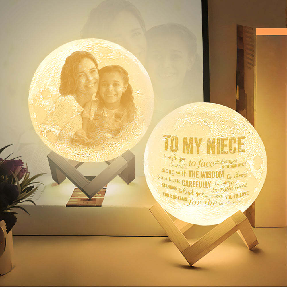 Custom Photo Moon Night Light Birthday gift To My Niece Gift From Aunt