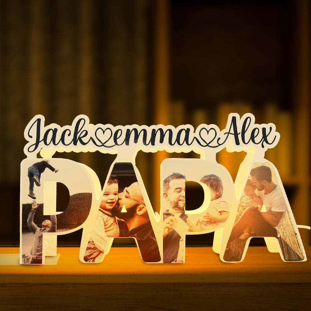 Custom Papa Photo Name Light Personalized Acrylic Family Name Lamp Desk Decoration Gift for Father - mymoonlampuk