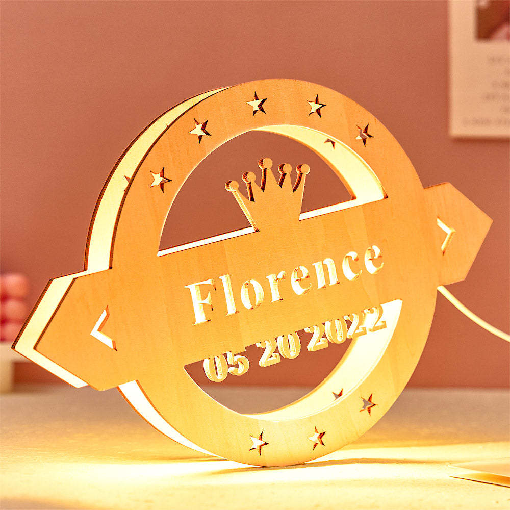 Custom Text Crown Lamp Personalized Letter Night Light for Him - mymoonlampuk
