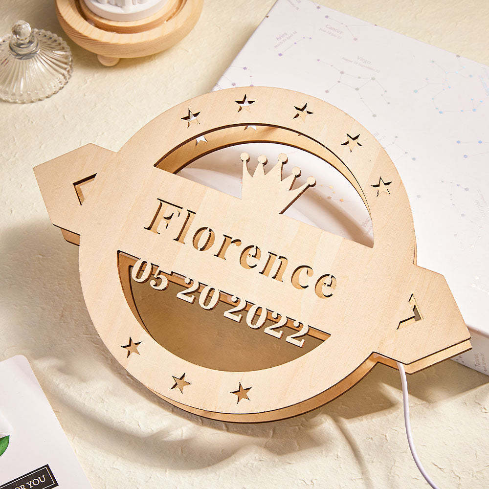 Custom Text Crown Lamp Personalized Letter Night Light for Him - mymoonlampuk