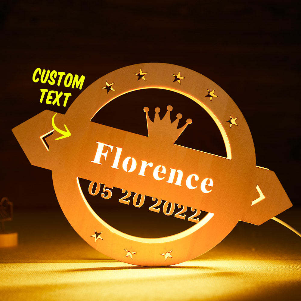 Custom Text Crown Lamp Personalized Letter Night Light for Him - mymoonlampuk