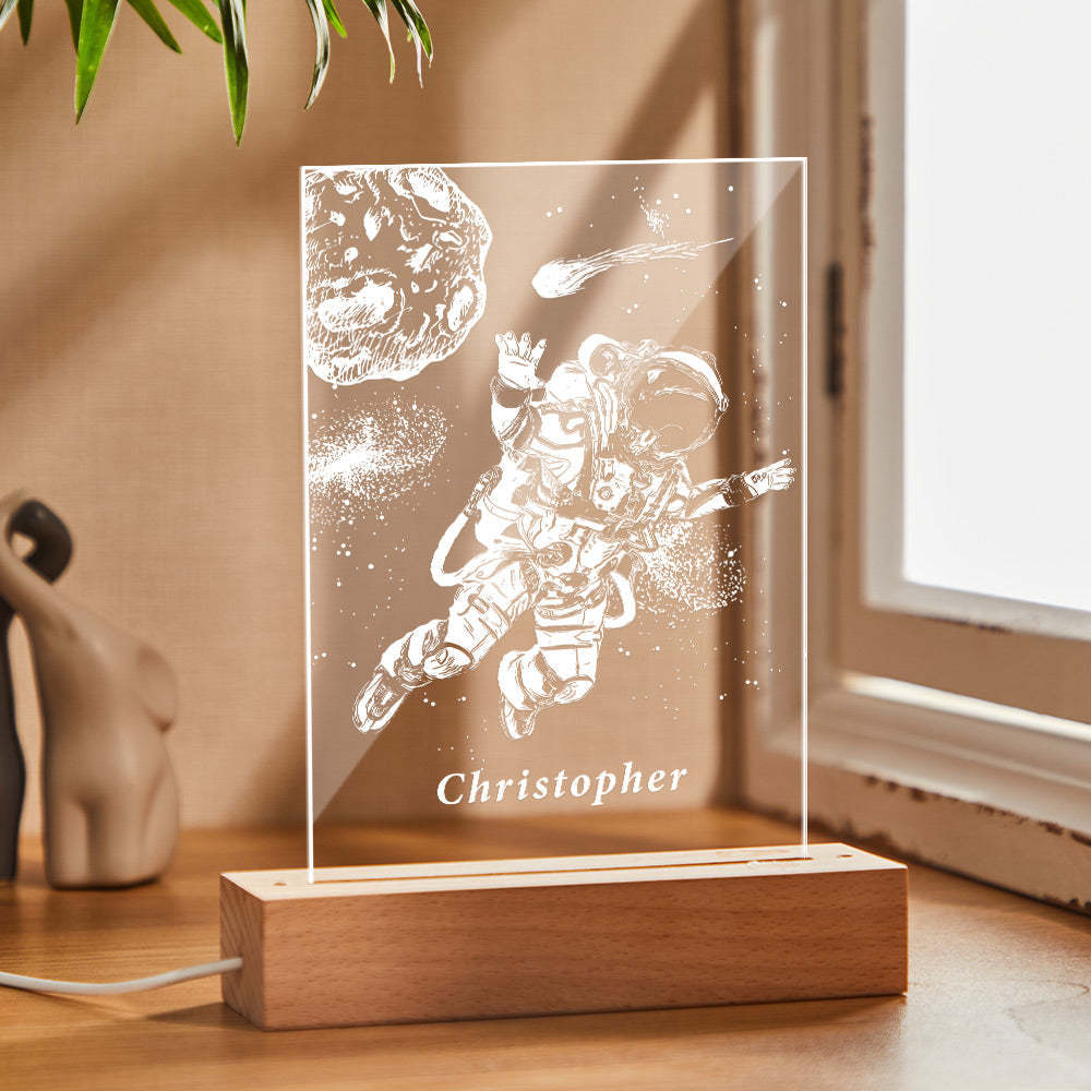 Custom Name Acrylic Night Light Personalized 3D Lamp Astronaut Desk Lamp Gift for Kids Adult - mymoonlampuk