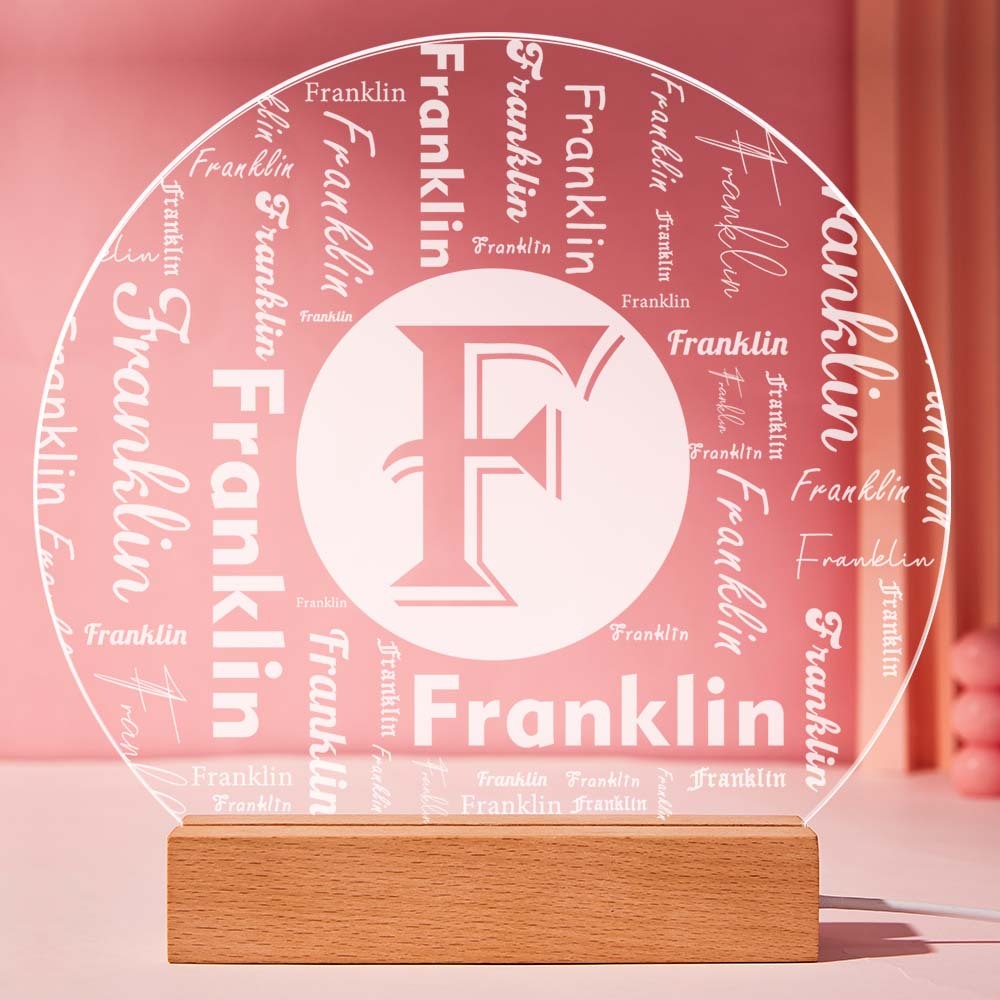 Custom Acrylic Night Light Personalized Family Initial Word Art Round LED Sign - mymoonlampuk