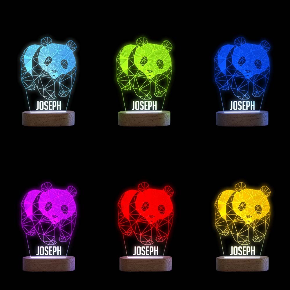 Custom Name Acrylic Night Light Personalized Lamp PANDA Desk Lamp Gift for Kids Adult - mymoonlampuk