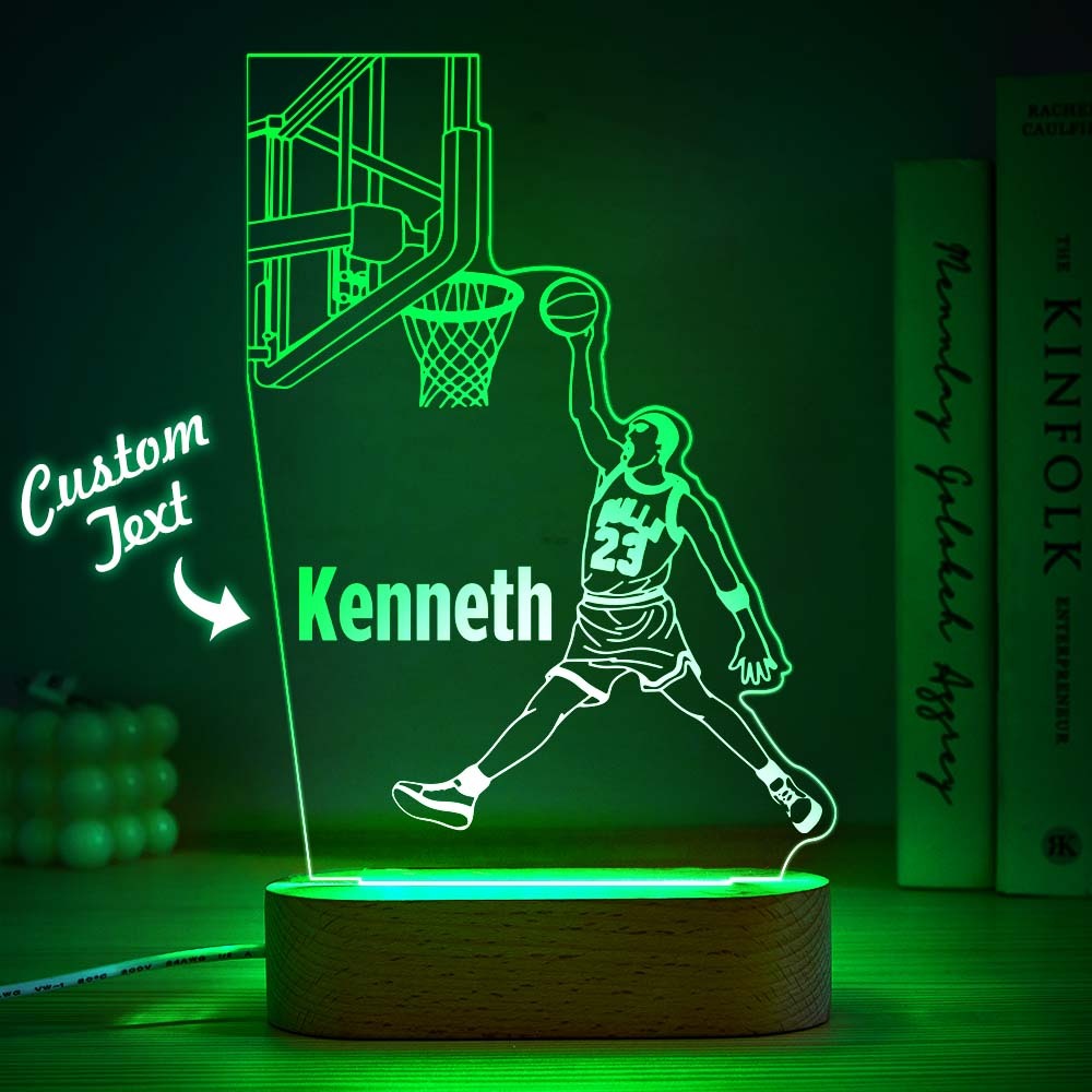 Custom Name Acrylic Night Light Personalized Lamp BASKETBALL Desk Lamp Gift for Boys or Adult - mymoonlampuk