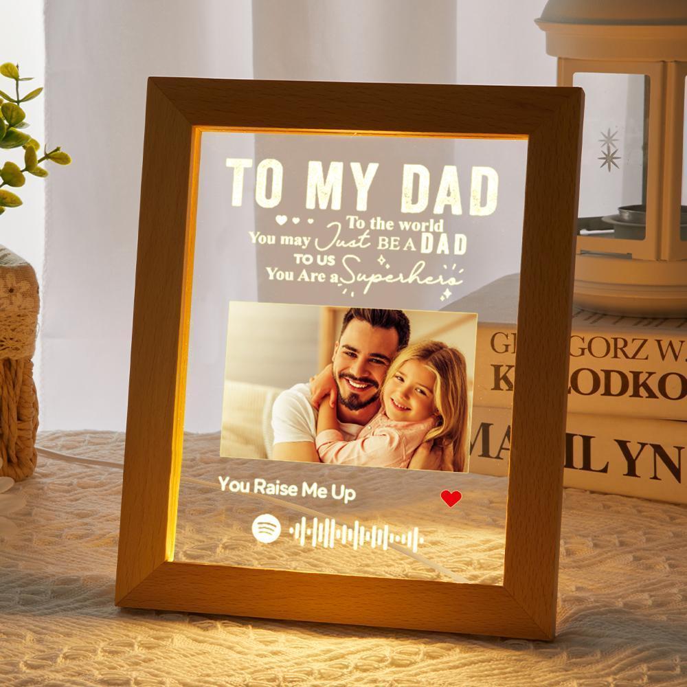 Personalised Spotify Photo Engraved Photo Frame LED Night Lamp Best Dad Ever