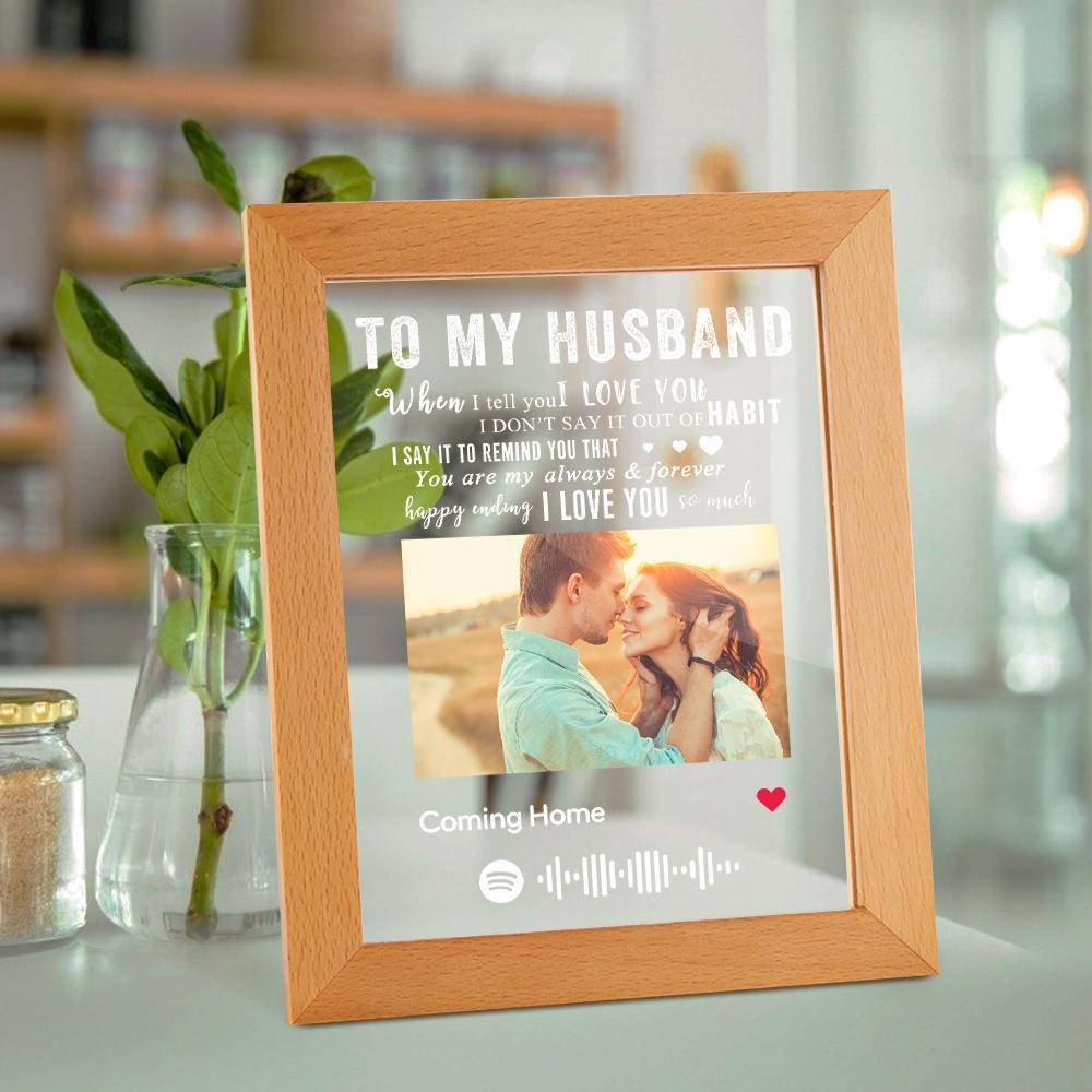 Custom Spotify Night Light LED Frame With Photo Engraved Text Night Light Anniversary Gift Gift For Husband