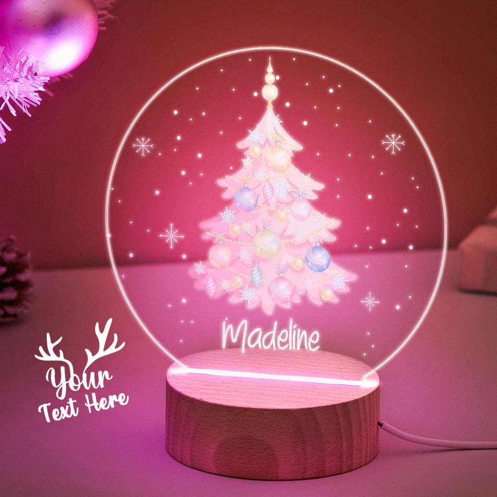 Custom Pink Christmas Tree with Balloon Personalised Name LED Light for Couple Christmas Gift - mymoonlampuk