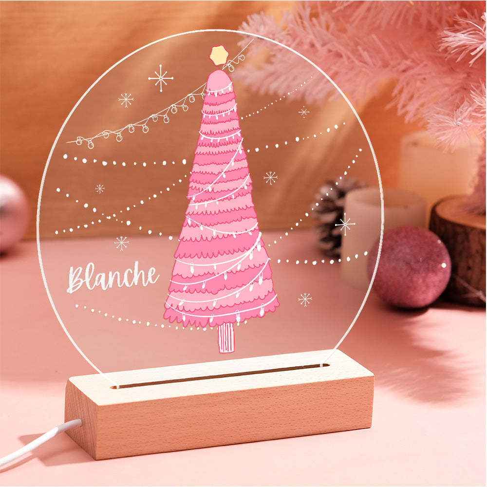 Personalised Name Pink Christmas Tree Lamp LED Night Light Romantic Light For Couple - mymoonlampuk