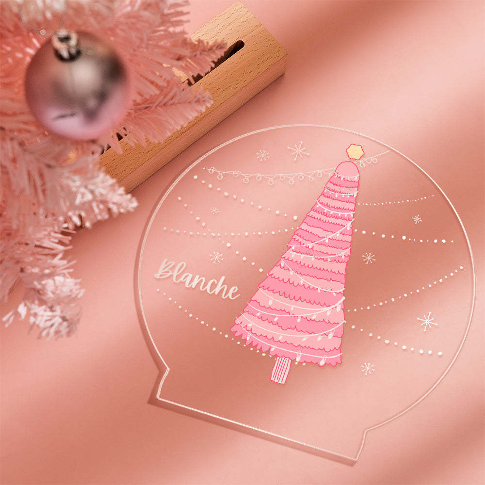 Personalised Name Pink Christmas Tree Lamp LED Night Light Romantic Light For Couple - mymoonlampuk