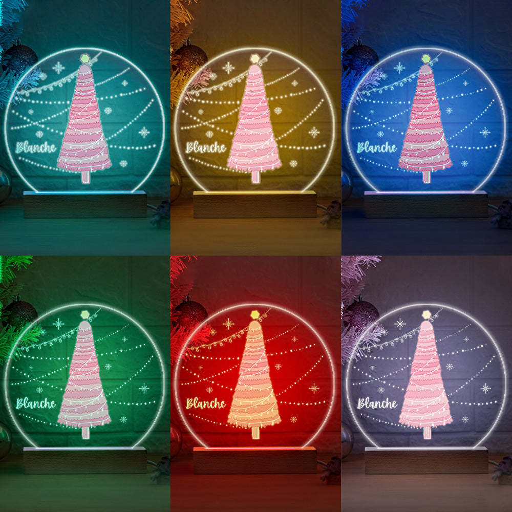 Personalised Name Pink Christmas Tree Lamp LED Night Light Romantic Light For Couple - mymoonlampuk