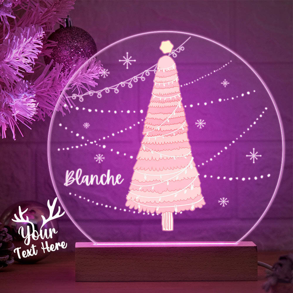 Personalised Name Pink Christmas Tree Lamp LED Night Light Romantic Light For Couple - mymoonlampuk