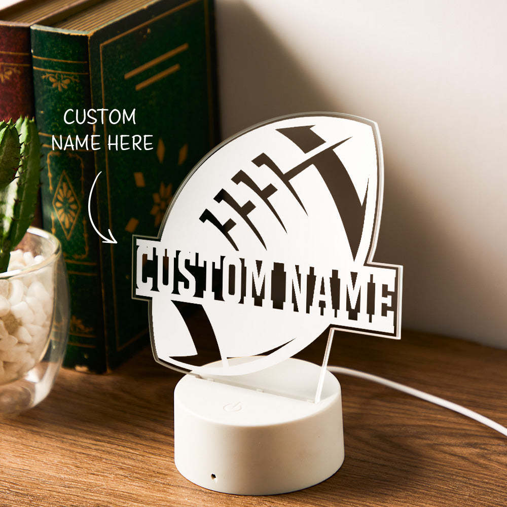 Custom Name Seven-Color Night Light Rugby Sports Style Lamp Gifts For Him - mymoonlampuk
