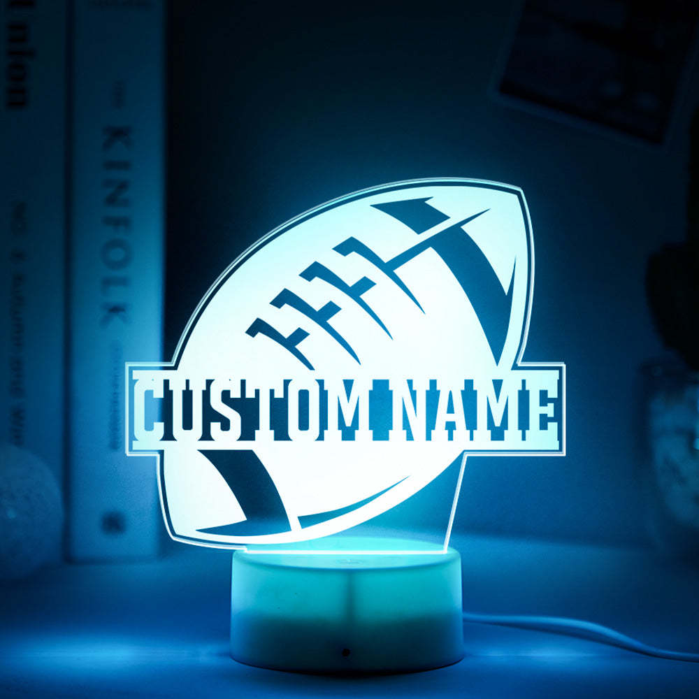 Custom Name Seven-Color Night Light Rugby Sports Style Lamp Gifts For Him - mymoonlampuk