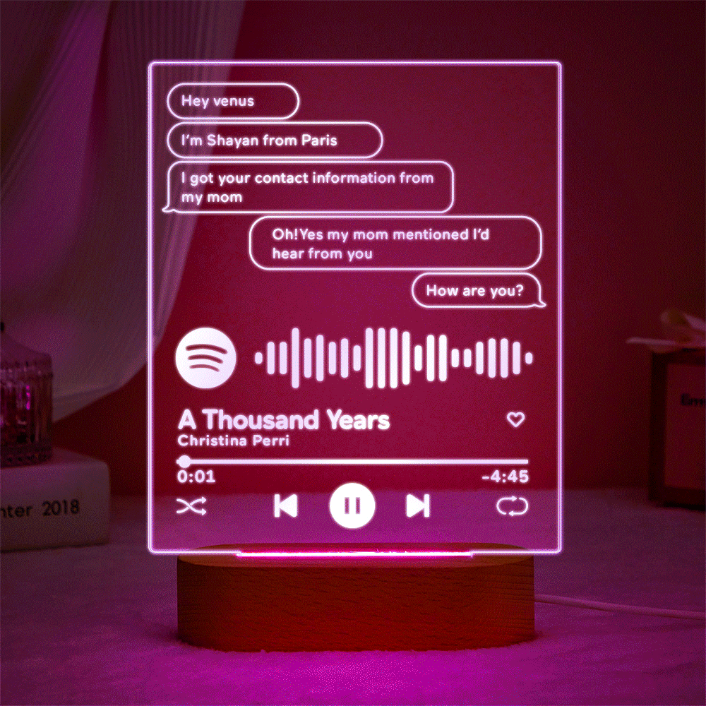 Custom Message Music Plaque Lamp Scannable Spotify Code Colorful Night Light Valentine's Day Gift - mymoonlampuk