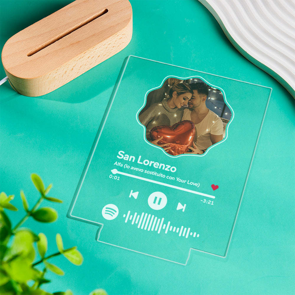 Custom Scannable Spotify Code Colorful Night Light Flower Photo Gifts for Couples - mymoonlampuk