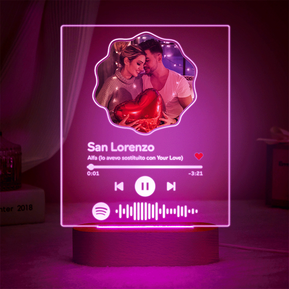 Custom Scannable Spotify Code Colorful Night Light Flower Photo Gifts for Couples - mymoonlampuk