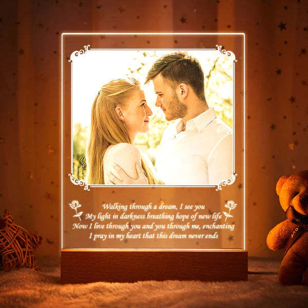 Valentine's Gifts Personalised Photo Acrylic Led Night Light I See You - mymoonlampuk