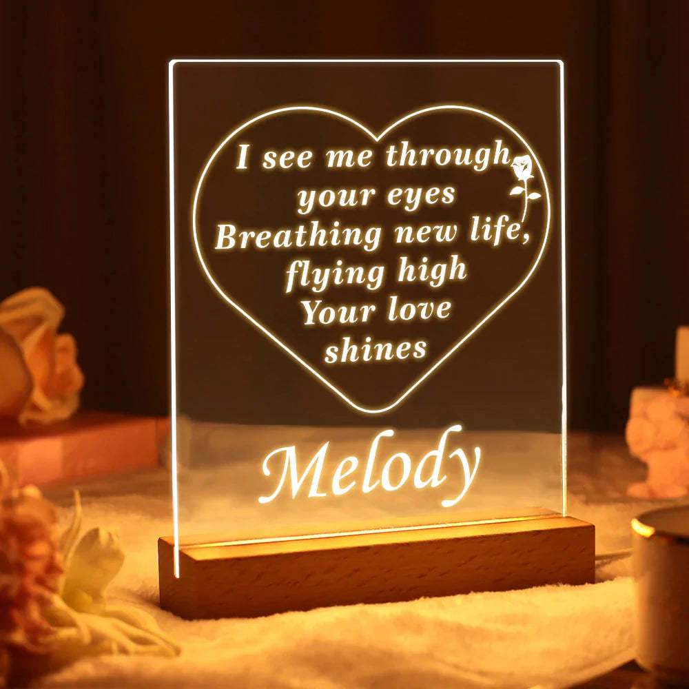 Personalised Name Acrylic Led Night Light I See You Gifts for Her - mymoonlampuk