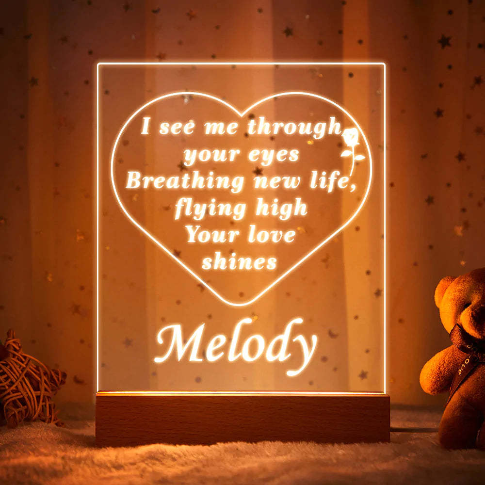 Personalised Name Acrylic Led Night Light I See You Gifts for Her - mymoonlampuk