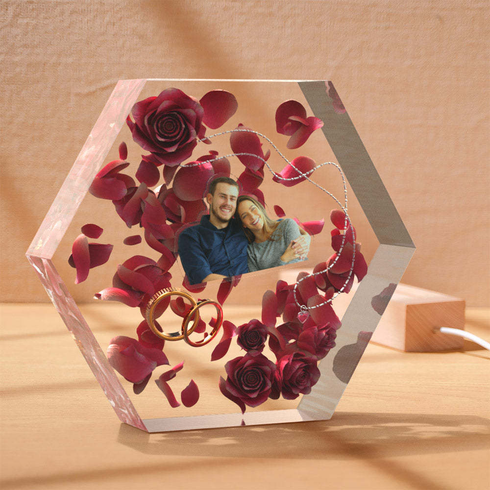 Custom Photo Night Light Hexagon Epoxy Home Gifts - mymoonlampuk