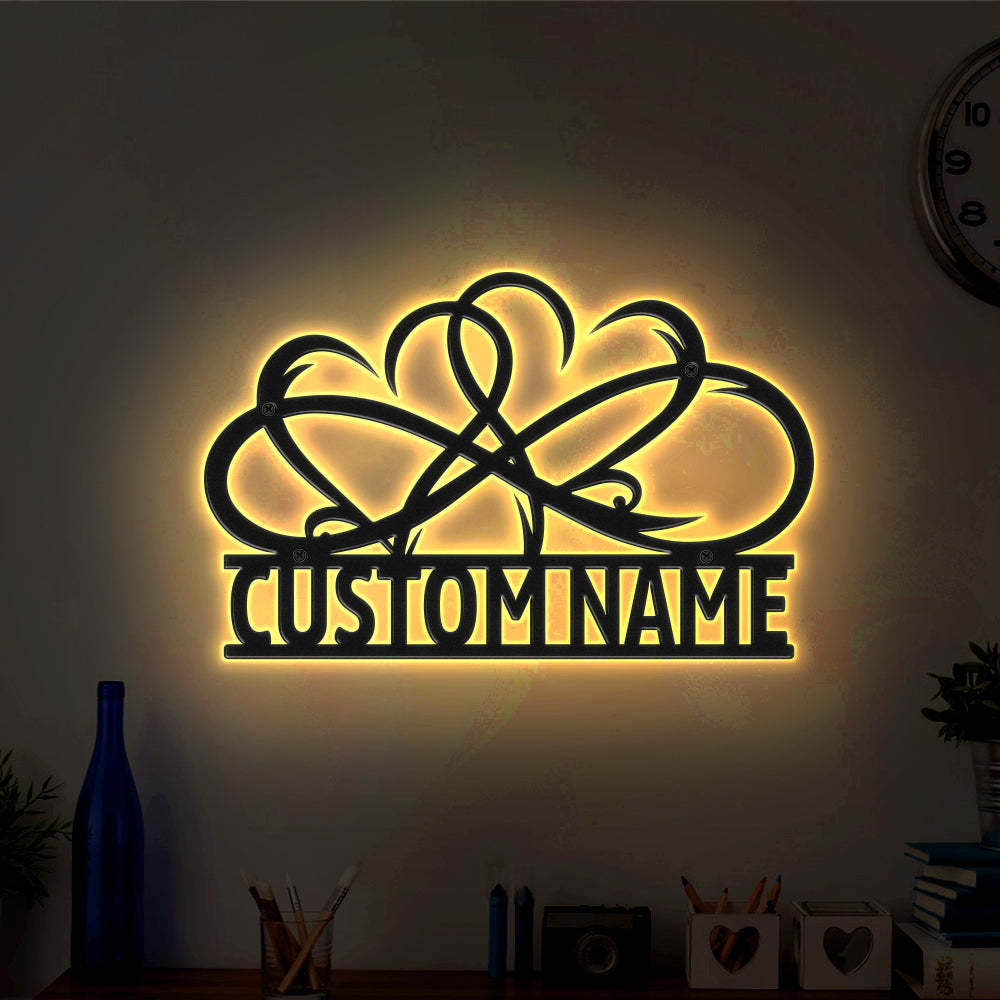 Custom Infinity Heart Signs Metal Wall Art LED Lights Home Decor Gift for Wedding - photomoonlamp