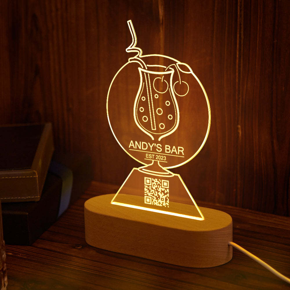 Personalized Qr Code Cherry Juice Night Light 7 Colors Acrylic 3D Lamp Father's Day Gifts - mymoonlampuk