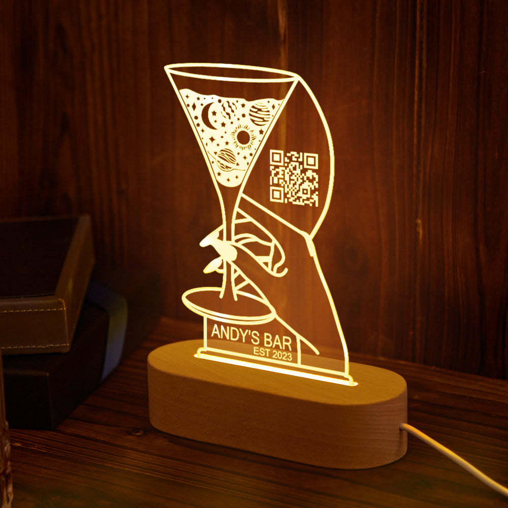 Personalized Qr Code Cocktail Night Light 7 Colors Acrylic 3D Lamp Father's Day Gifts - mymoonlampuk