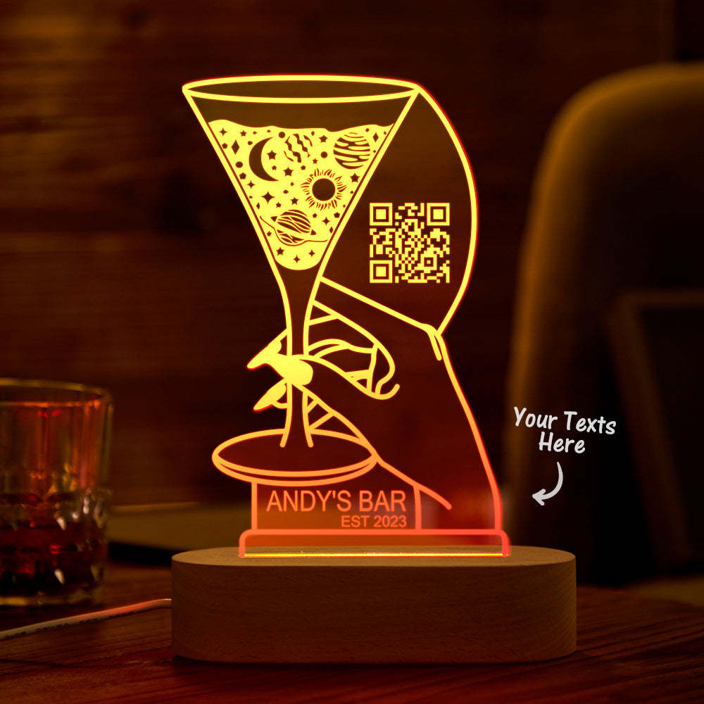 Personalized Qr Code Cocktail Night Light 7 Colors Acrylic 3D Lamp Father's Day Gifts - mymoonlampuk