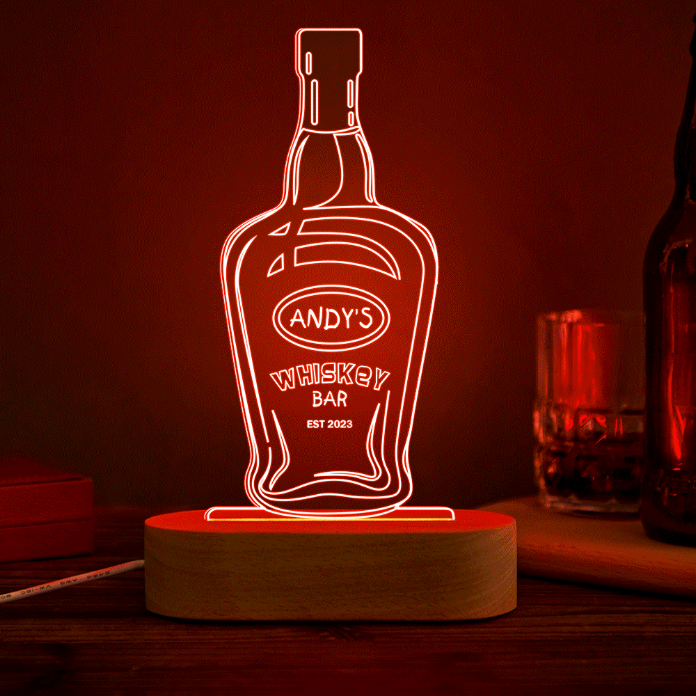 Personalized Wine Night Light 7 Colors Acrylic 3D Lamp Father's Day Gifts - mymoonlampuk