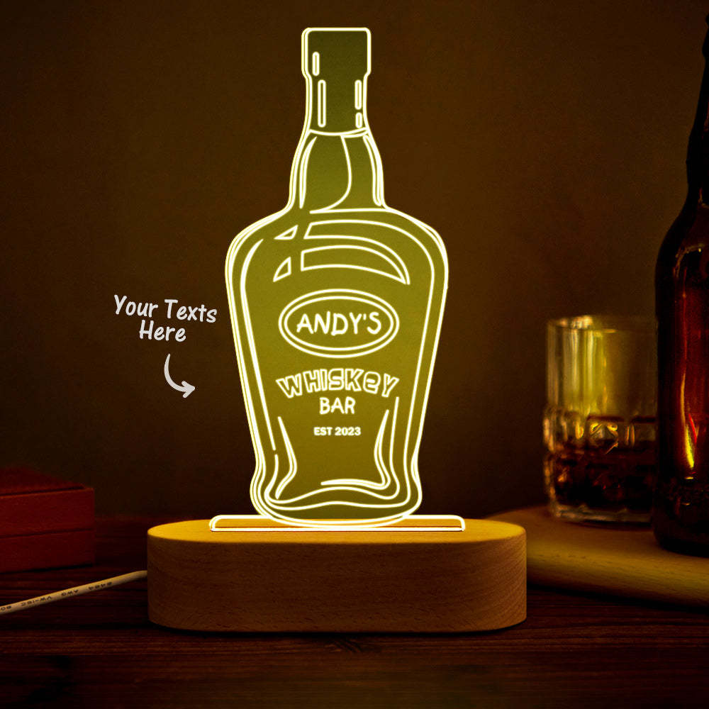 Personalized Wine Night Light 7 Colors Acrylic 3D Lamp Father's Day Gifts - mymoonlampuk