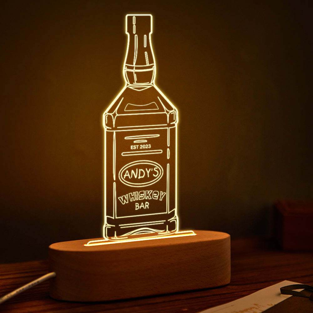 Personalized  Liquor Night Light 7 Colors Acrylic Wine 3D Lamp Father's Day Gifts - mymoonlampuk