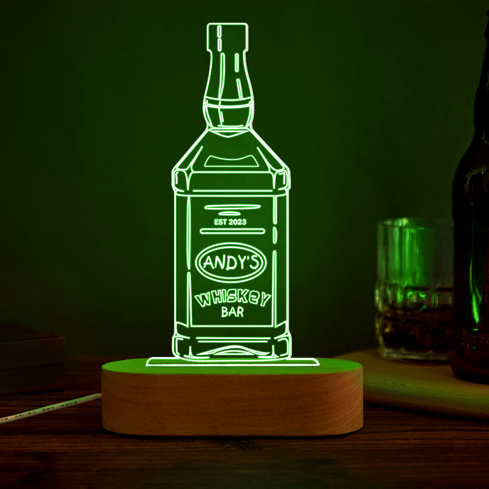 Personalized  Liquor Night Light 7 Colors Acrylic Wine 3D Lamp Father's Day Gifts - mymoonlampuk