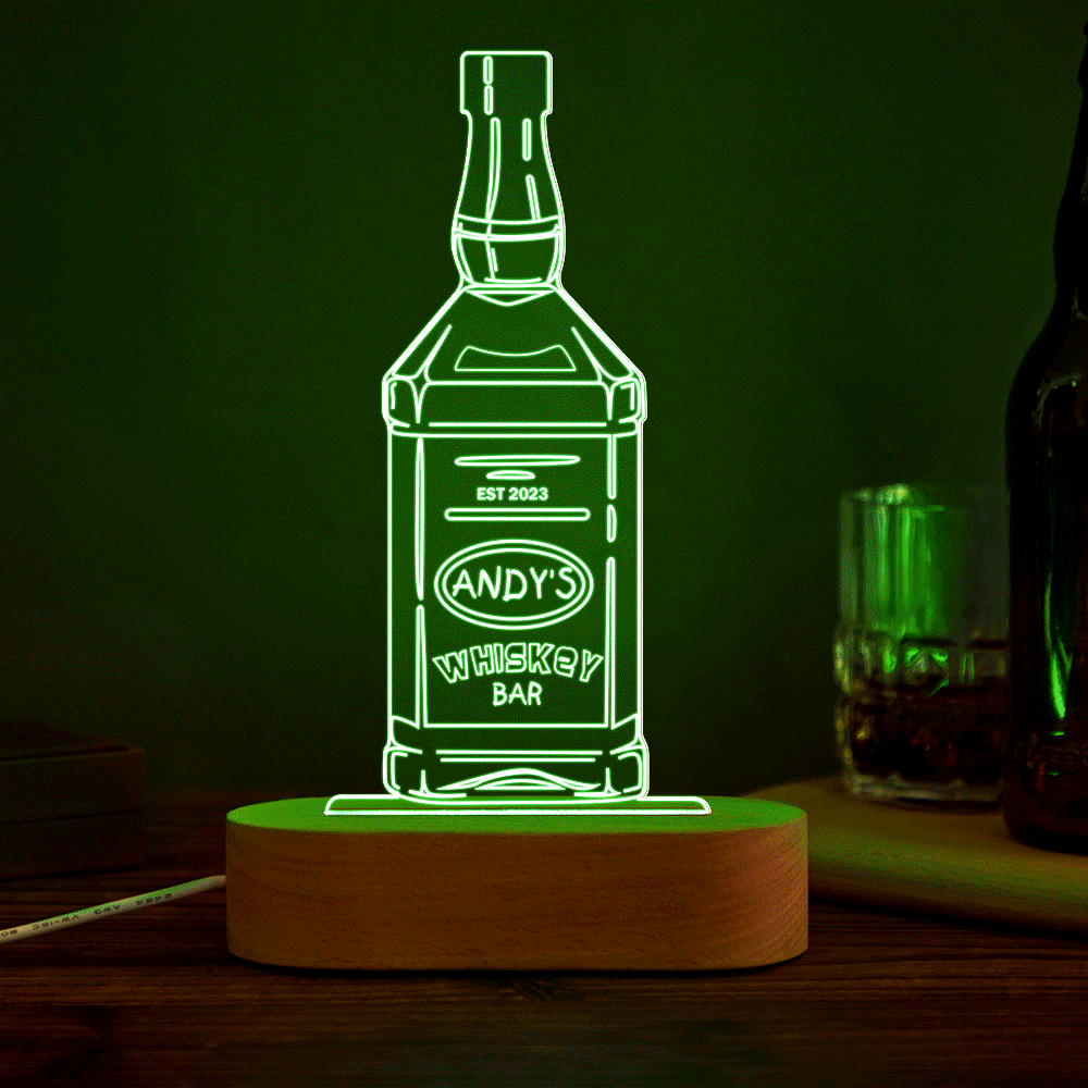 Personalized Liquor Night Light 7 Colors Acrylic Wine 3D Lamp Father's Day Gifts - mymoonlampuk