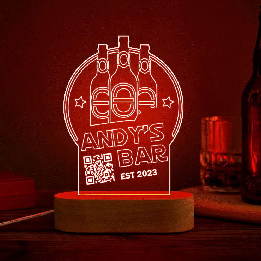 Personalized Qr Code Wine Bottle Night Light 7 Colors Acrylic 3D Lamp Father's Day Gifts - mymoonlampuk
