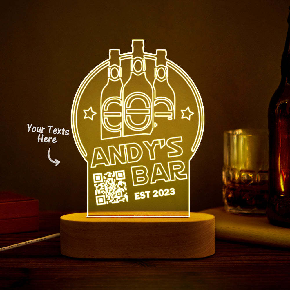 Personalized Qr Code Wine Bottle Night Light 7 Colors Acrylic 3D Lamp Father's Day Gifts - mymoonlampuk