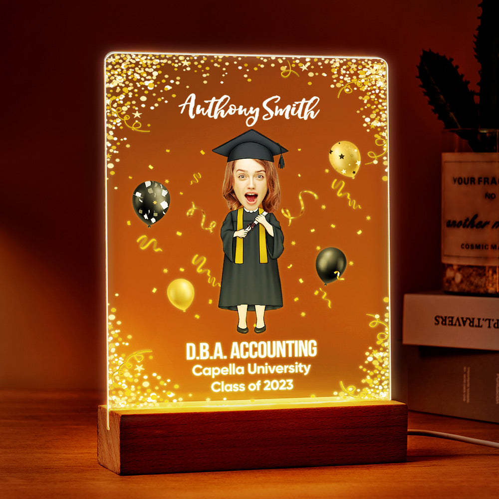 Graduation Ceremony Gift Custom Photo Graduation Appreciation Acrylic Plaque Lamp Personalized Your Name, Diploma And School - mymoonlampuk