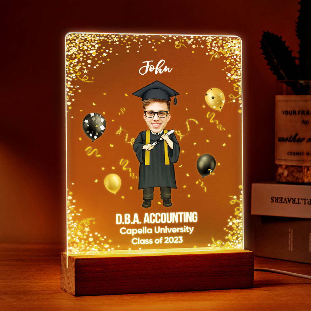 Graduation Ceremony Gift Custom Photo Graduation Appreciation Acrylic Plaque Lamp Personalized Your Name, Diploma And School - mymoonlampuk