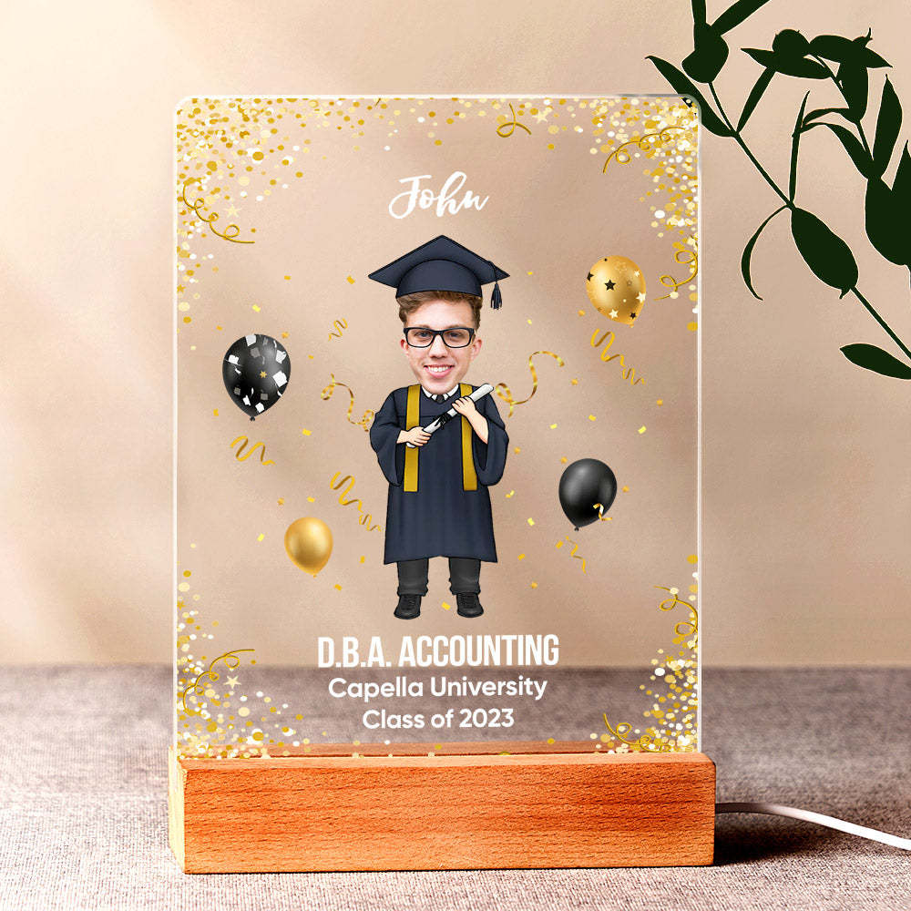 Graduation Ceremony Gift Custom Photo Graduation Appreciation Acrylic Plaque Lamp Personalized Your Name, Diploma And School - mymoonlampuk