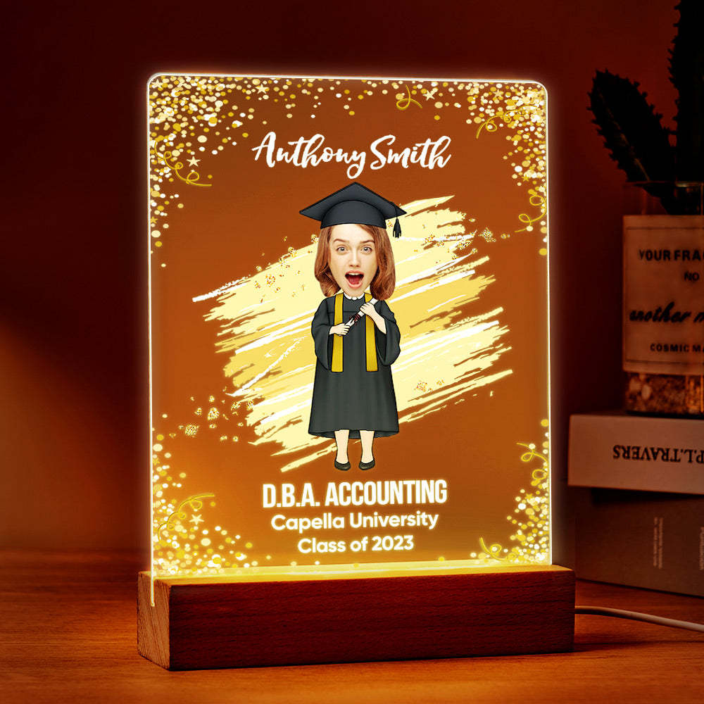 Graduation Ceremony Gift Custom Photo Graduation Appreciation Acrylic Plaque Lamp Personalized Your Name, Diploma And School - mymoonlampuk