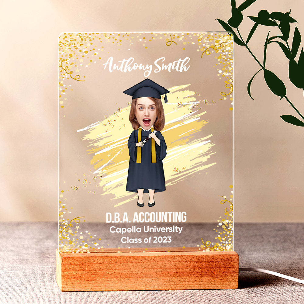 Graduation Ceremony Gift Custom Photo Graduation Appreciation Acrylic Plaque Lamp Personalized Your Name, Diploma And School - mymoonlampuk