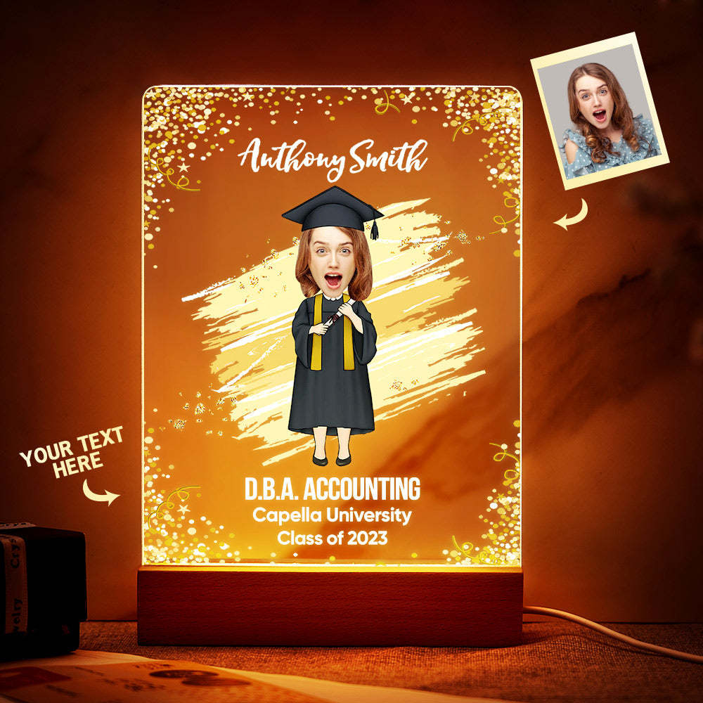 Graduation Ceremony Gift Custom Photo Graduation Appreciation Acrylic Plaque Lamp Personalized Your Name, Diploma And School - mymoonlampuk