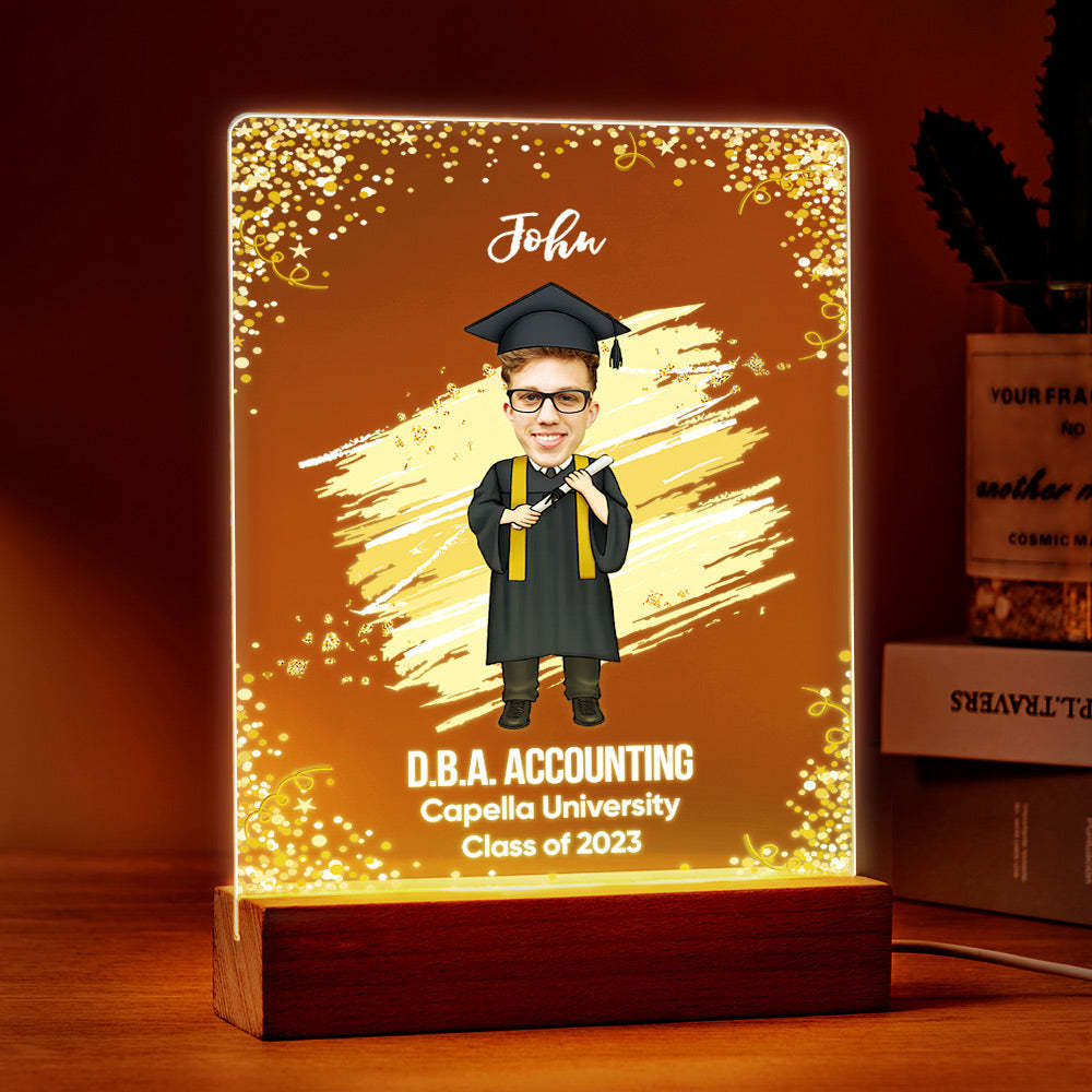 Graduation Ceremony Gift Custom Photo Graduation Appreciation Acrylic Plaque Lamp Personalized Your Name, Diploma And School - mymoonlampuk