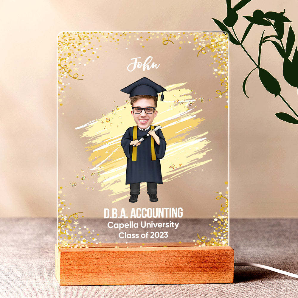 Graduation Ceremony Gift Custom Photo Graduation Appreciation Acrylic Plaque Lamp Personalized Your Name, Diploma And School - mymoonlampuk